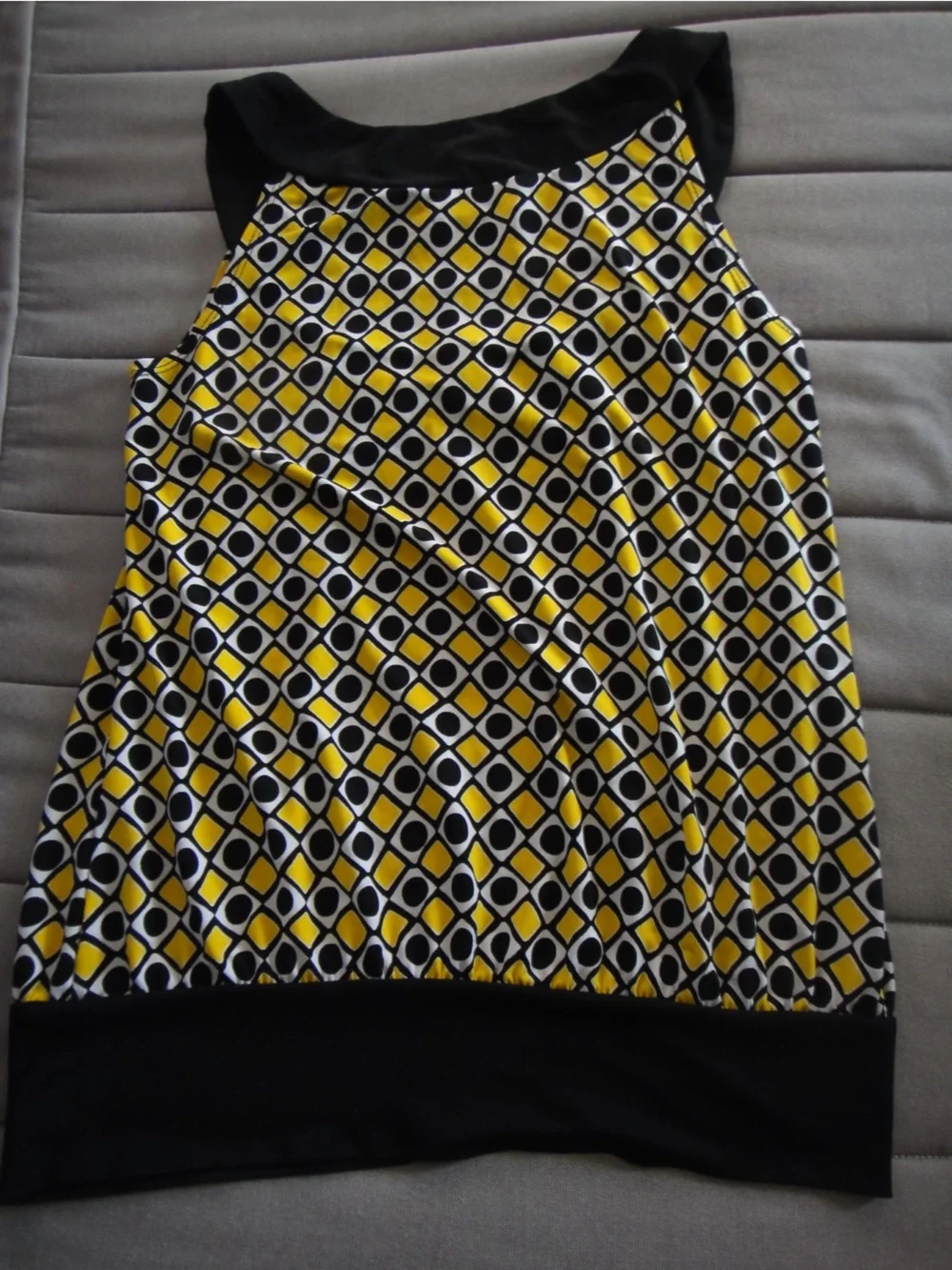 Ally B Yellow, Black & White Geometric A-Line Skirt